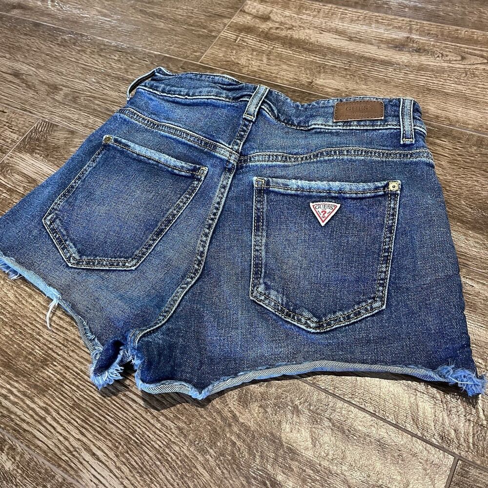 Guess Shorts Women's 26 2" Blue Denim Stretch Distressed Cutoff Jean Micro